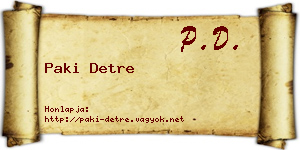 Paki Detre névjegykártya